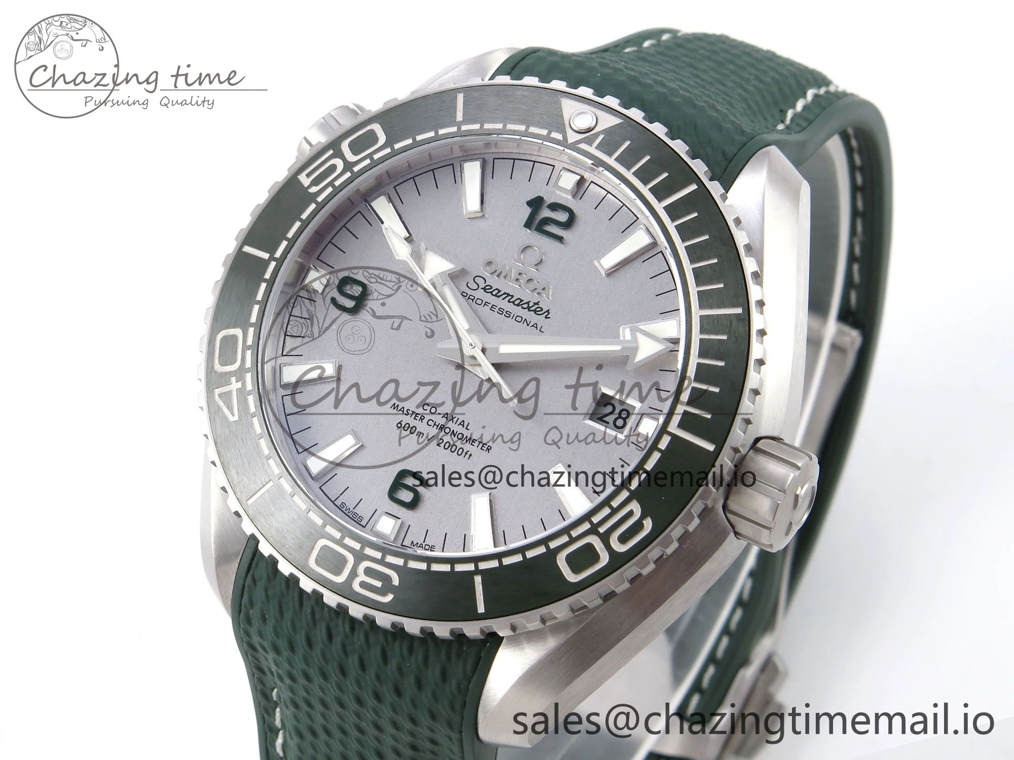 Vibrant Planet Ocean 43.5mm SS VSF 1:1 Best Edition Green Bezel White Dial on Green Rubber Strap A8900 Super Clone 7713
