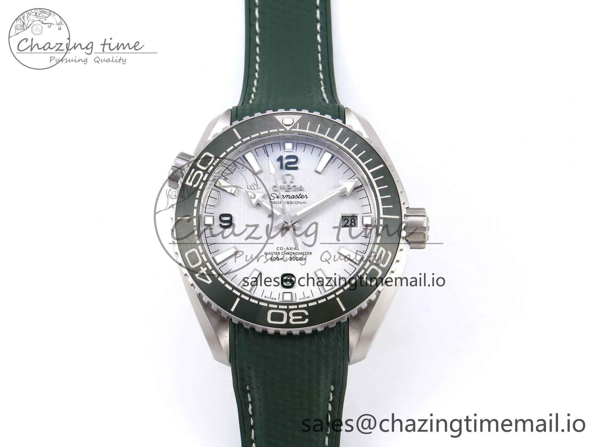Vibrant Planet Ocean 43.5mm SS VSF 1:1 Best Edition Green Bezel White Dial on Green Rubber Strap A8900 Super Clone 7713