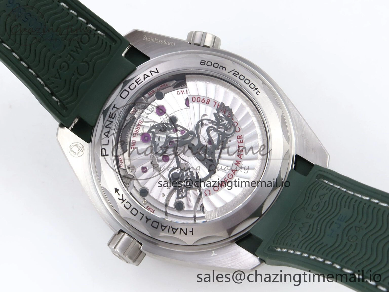 Vibrant Planet Ocean 43.5mm SS VSF 1:1 Best Edition Green Bezel White Dial on Green Rubber Strap A8900 Super Clone 7713