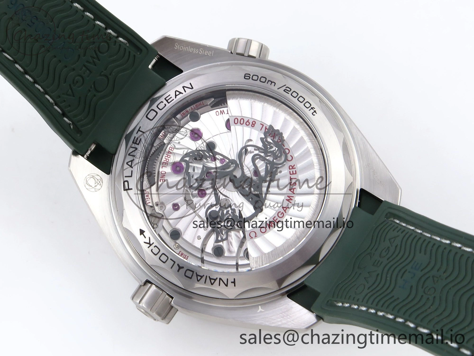 Vibrant Planet Ocean 43.5mm SS VSF 1:1 Best Edition Green Bezel White Dial on Green Rubber Strap A8900 Super Clone 7713
