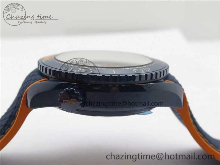 Planet Ocean 45.5mm Big Blue Real Ceramic VSF 1:1 Best Edition on Blue Rubber Strap A8906 Super Clone Sustainable 7896