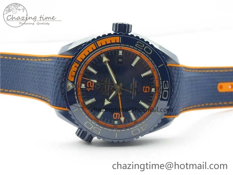 Planet Ocean 45.5mm Big Blue Real Ceramic VSF 1:1 Best Edition on Blue Rubber Strap A8906 Super Clone Sustainable 7896