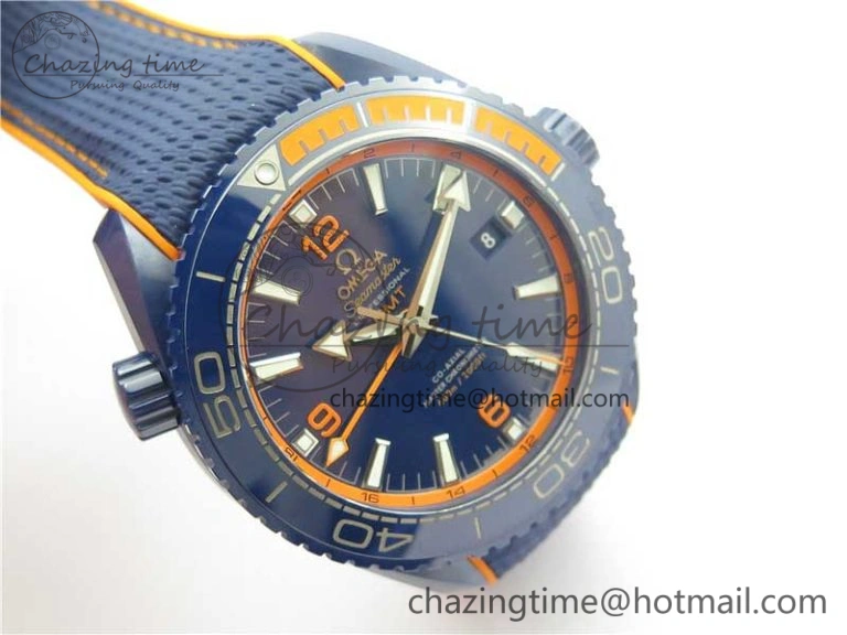 Planet Ocean 45.5mm Big Blue Real Ceramic VSF 1:1 Best Edition on Blue Rubber Strap A8906 Super Clone Sustainable 7896