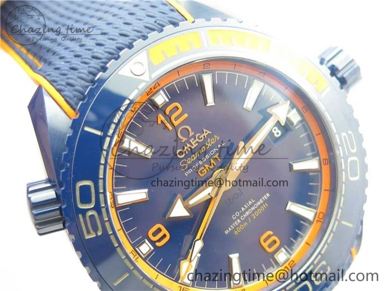 Planet Ocean 45.5mm Big Blue Real Ceramic VSF 1:1 Best Edition on Blue Rubber Strap A8906 Super Clone Sustainable 7896
