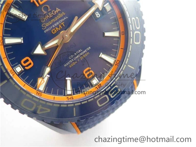 Planet Ocean 45.5mm Big Blue Real Ceramic VSF 1:1 Best Edition on Blue Rubber Strap A8906 Super Clone Sustainable 7896