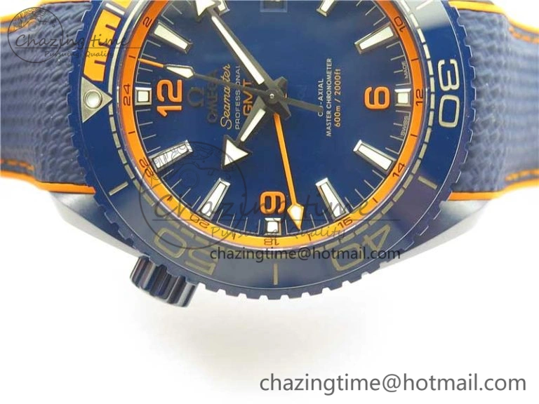 Planet Ocean 45.5mm Big Blue Real Ceramic VSF 1:1 Best Edition on Blue Rubber Strap A8906 Super Clone Sustainable 7896