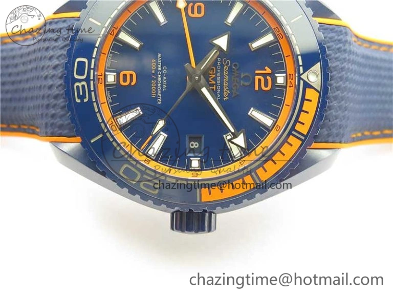 Planet Ocean 45.5mm Big Blue Real Ceramic VSF 1:1 Best Edition on Blue Rubber Strap A8906 Super Clone Sustainable 7896
