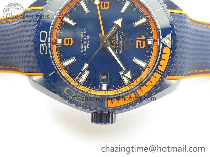 Planet Ocean 45.5mm Big Blue Real Ceramic VSF 1:1 Best Edition on Blue Rubber Strap A8906 Super Clone Sustainable 7896