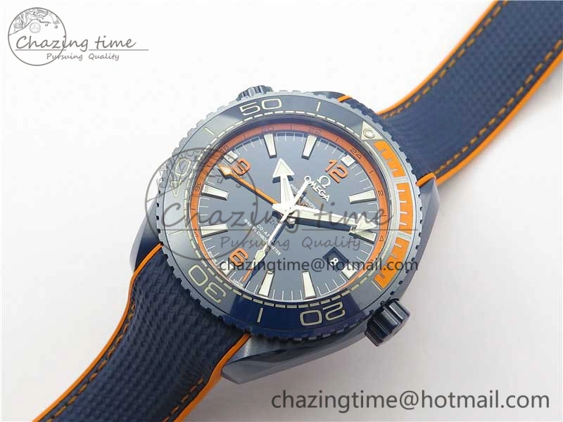 Planet Ocean 45.5mm Big Blue Real Ceramic VSF 1:1 Best Edition on Blue Rubber Strap A8906 Super Clone Sustainable 7896