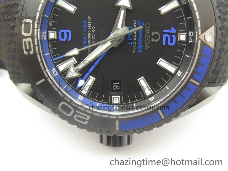 ComfortFit Planet Ocean 45.5mm Deep Black blue Real Ceramic VSF 1:1 Best Edition on Black Nylon Strap A8906 Super Clone 7985