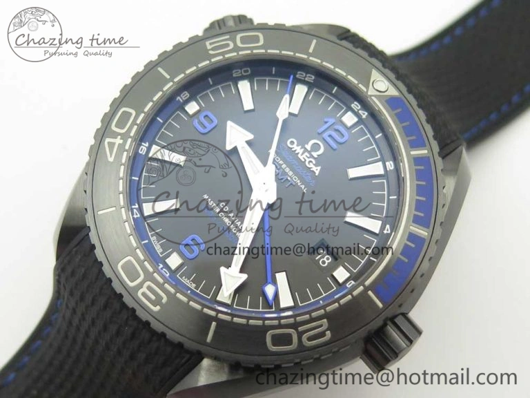 ComfortFit Planet Ocean 45.5mm Deep Black blue Real Ceramic VSF 1:1 Best Edition on Black Nylon Strap A8906 Super Clone 7985