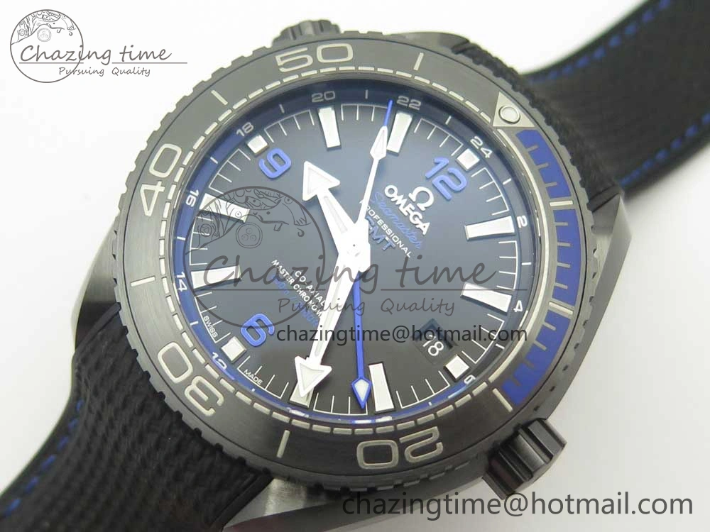 ComfortFit Planet Ocean 45.5mm Deep Black blue Real Ceramic VSF 1:1 Best Edition on Black Nylon Strap A8906 Super Clone 7985