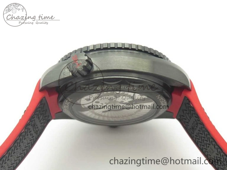 Planet Ocean 45.5mm Deep Black red Real Ceramic VSF 1:1 Best Edition on Black Nylon Strap A8906 Super Clone FlexibleFit 7986