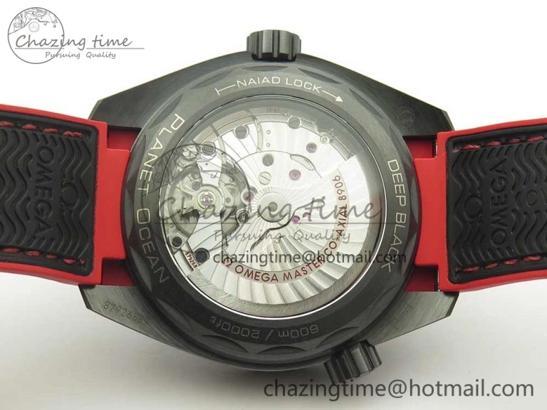 Planet Ocean 45.5mm Deep Black red Real Ceramic VSF 1:1 Best Edition on Black Nylon Strap A8906 Super Clone FlexibleFit 7986