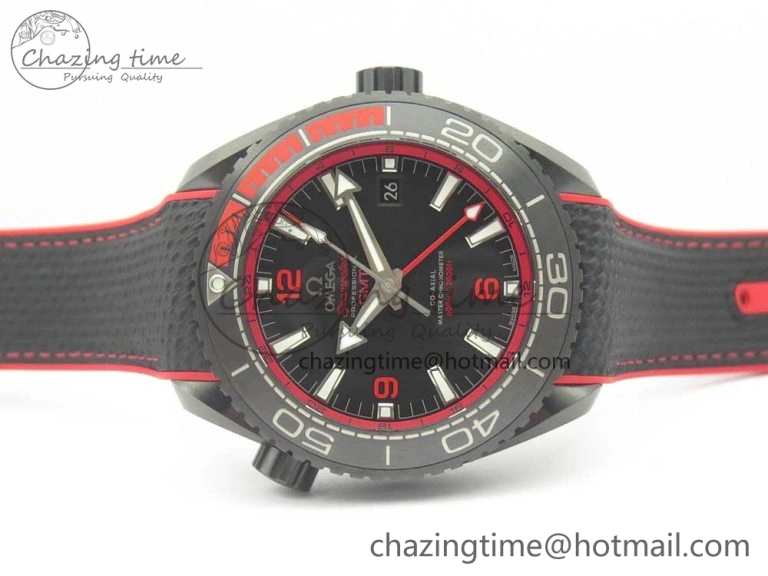 Planet Ocean 45.5mm Deep Black red Real Ceramic VSF 1:1 Best Edition on Black Nylon Strap A8906 Super Clone FlexibleFit 7986