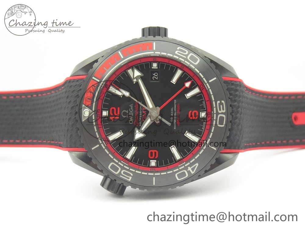 Planet Ocean 45.5mm Deep Black red Real Ceramic VSF 1:1 Best Edition on Black Nylon Strap A8906 Super Clone FlexibleFit 7986
