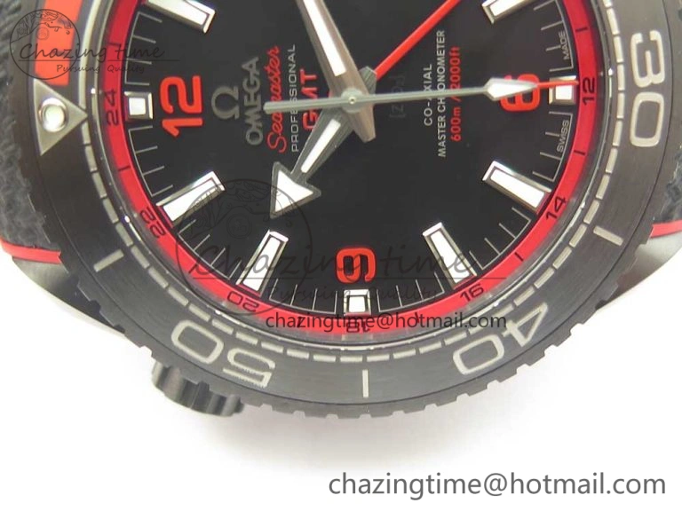 Planet Ocean 45.5mm Deep Black red Real Ceramic VSF 1:1 Best Edition on Black Nylon Strap A8906 Super Clone FlexibleFit 7986