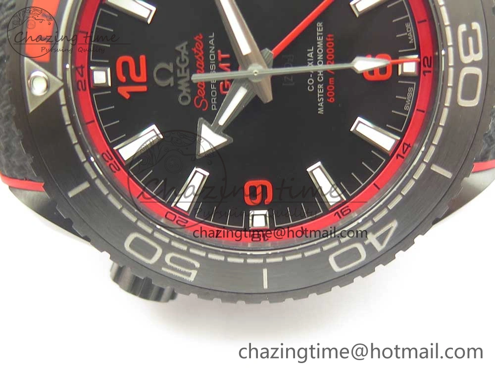 Planet Ocean 45.5mm Deep Black red Real Ceramic VSF 1:1 Best Edition on Black Nylon Strap A8906 Super Clone FlexibleFit 7986
