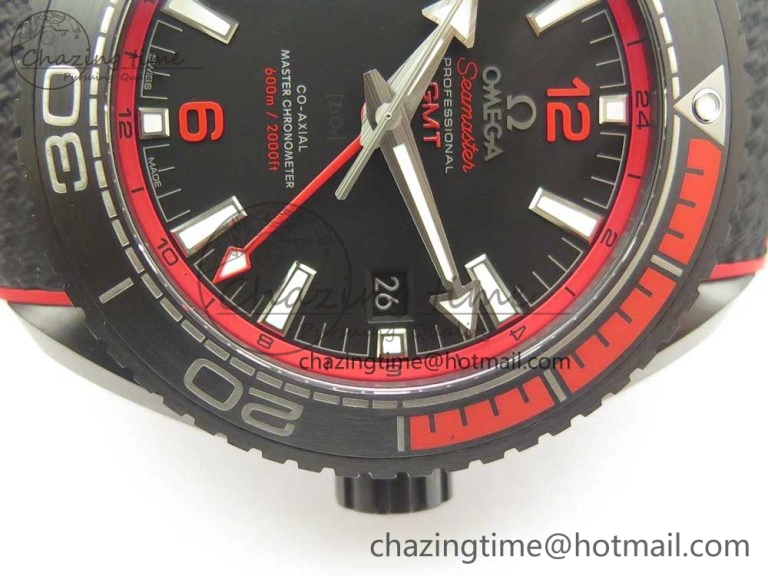 Planet Ocean 45.5mm Deep Black red Real Ceramic VSF 1:1 Best Edition on Black Nylon Strap A8906 Super Clone FlexibleFit 7986