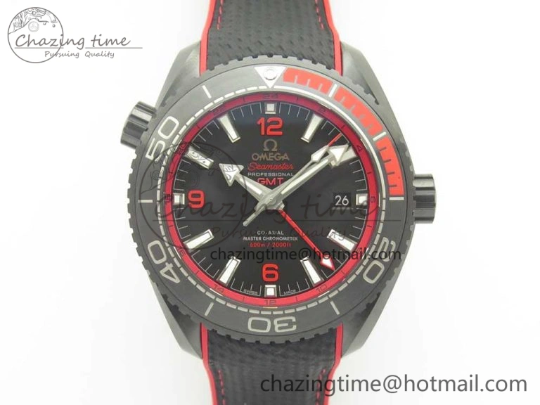 Planet Ocean 45.5mm Deep Black red Real Ceramic VSF 1:1 Best Edition on Black Nylon Strap A8906 Super Clone FlexibleFit 7986
