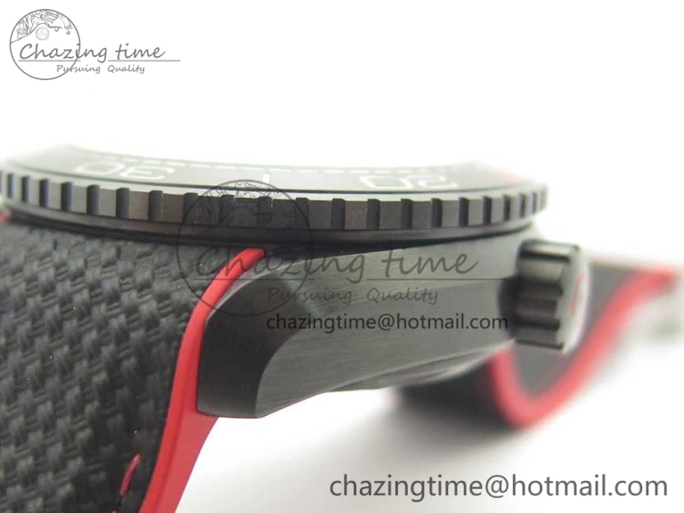 Planet Ocean 45.5mm Deep Black red Real Ceramic VSF 1:1 Best Edition on Black Nylon Strap A8906 Super Clone FlexibleFit 7986