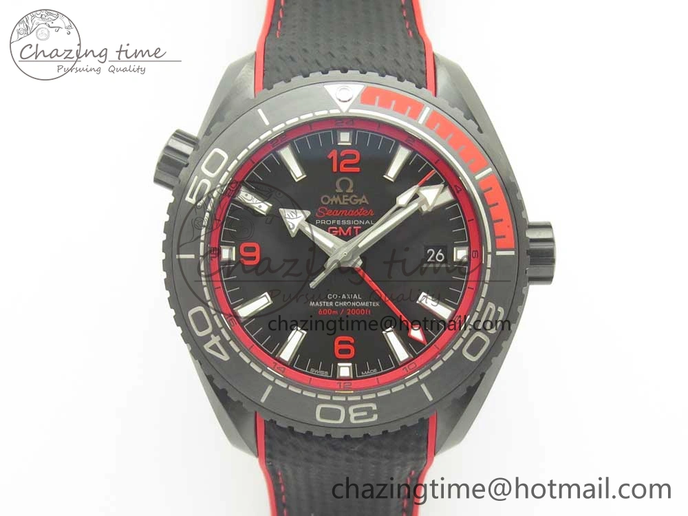 Planet Ocean 45.5mm Deep Black red Real Ceramic VSF 1:1 Best Edition on Black Nylon Strap A8906 Super Clone FlexibleFit 7986