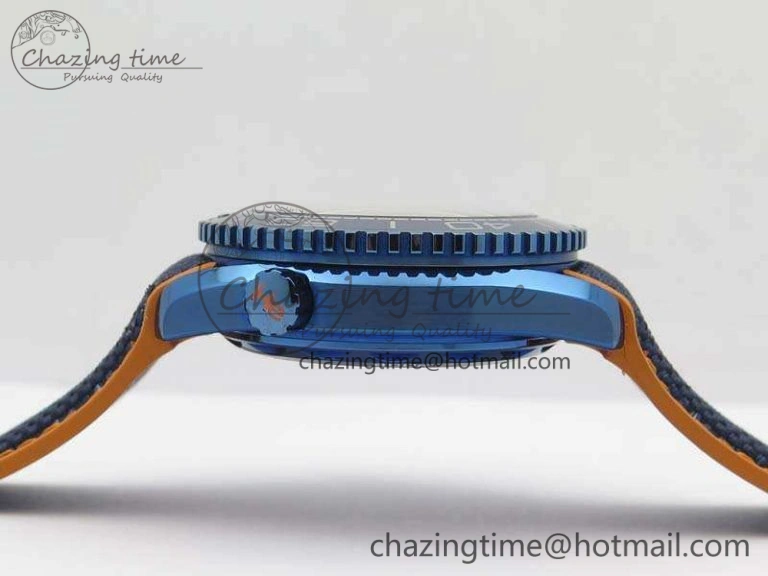 FreshLook Planet Ocean 45mm GMT Blue DLC Black OMF Best Edition Blue Dial On Blue Gummy Strap A 8123
