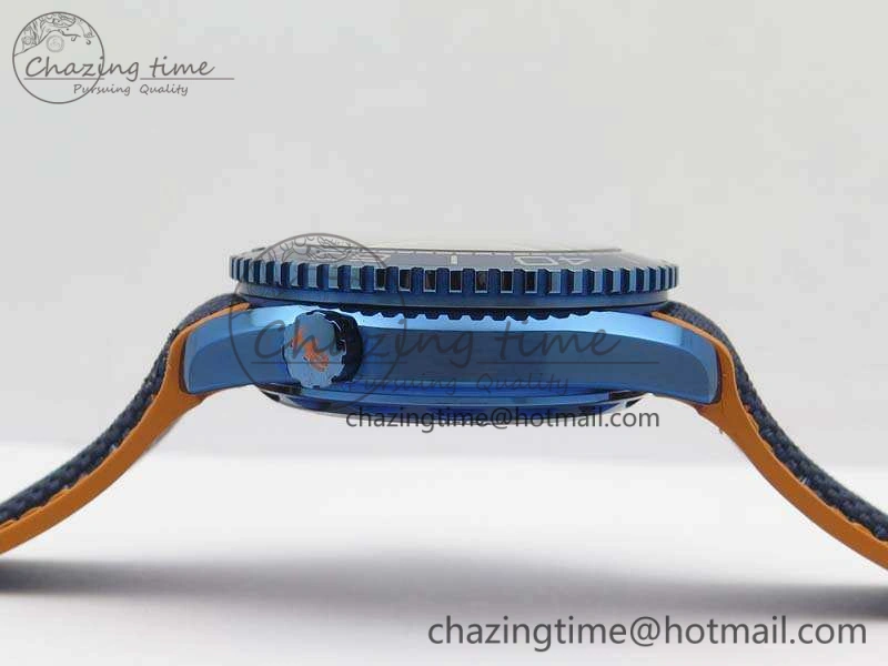 FreshLook Planet Ocean 45mm GMT Blue DLC Black OMF Best Edition Blue Dial On Blue Gummy Strap A 8123