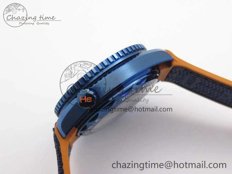 FreshLook Planet Ocean 45mm GMT Blue DLC Black OMF Best Edition Blue Dial On Blue Gummy Strap A 8123
