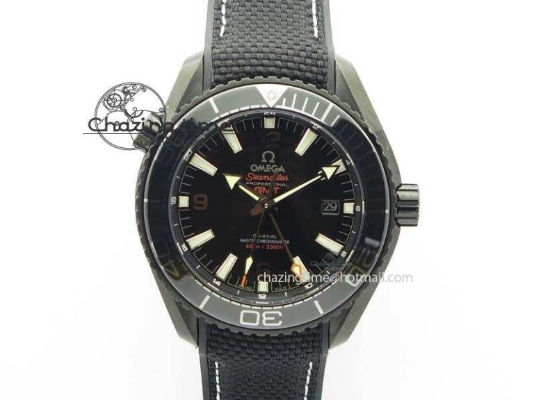 ComfortFit Planet Ocean 45mm GMT DLC JHF Best Edition Black Dial On Rubber Strap A 8194