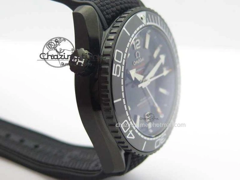 ComfortFit Planet Ocean 45mm GMT DLC JHF Best Edition Black Dial On Rubber Strap A 8194
