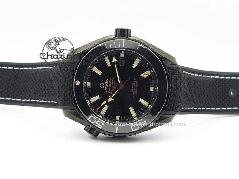 ComfortFit Planet Ocean 45mm GMT DLC JHF Best Edition Black Dial On Rubber Strap A 8194