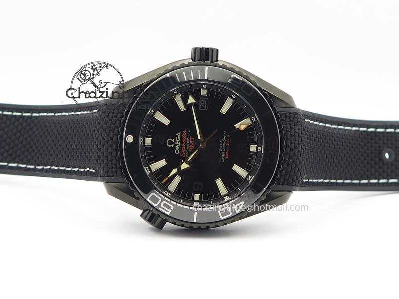ComfortFit Planet Ocean 45mm GMT DLC JHF Best Edition Black Dial On Rubber Strap A 8194
