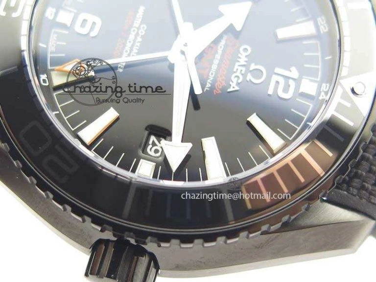 ComfortFit Planet Ocean 45mm GMT DLC JHF Best Edition Black Dial On Rubber Strap A 8194