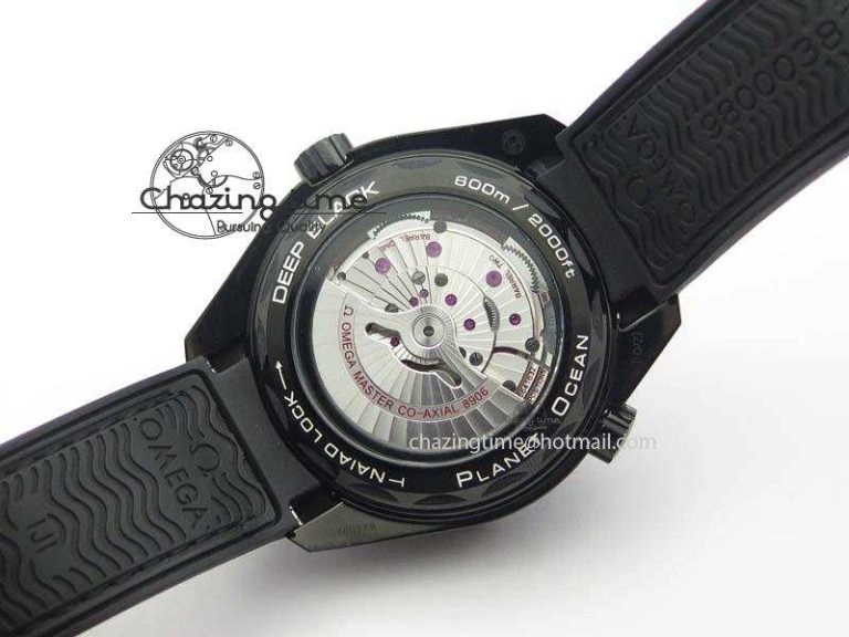 ComfortFit Planet Ocean 45mm GMT DLC JHF Best Edition Black Dial On Rubber Strap A 8194