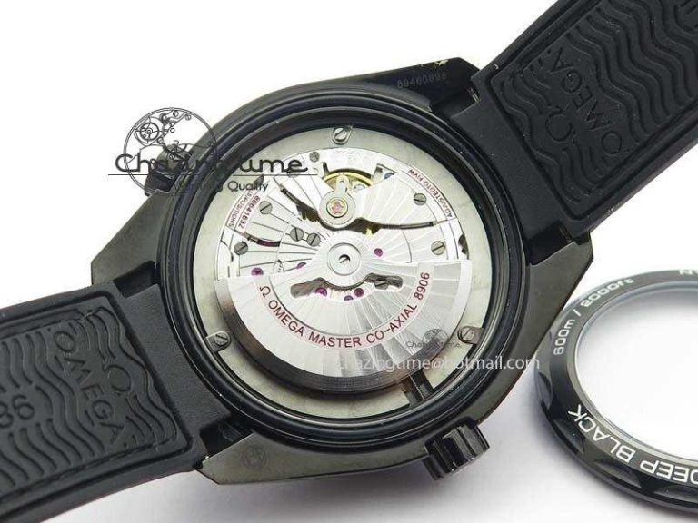 ComfortFit Planet Ocean 45mm GMT DLC JHF Best Edition Black Dial On Rubber Strap A 8194