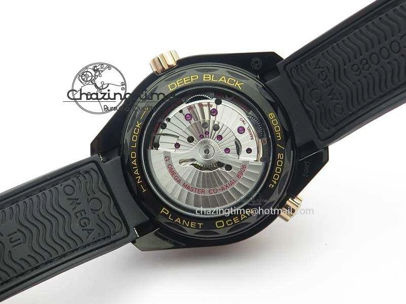 Flexible Planet Ocean 45mm GMT DLC RG JHF Best Edition Black Dial On Leather Strap A 8193