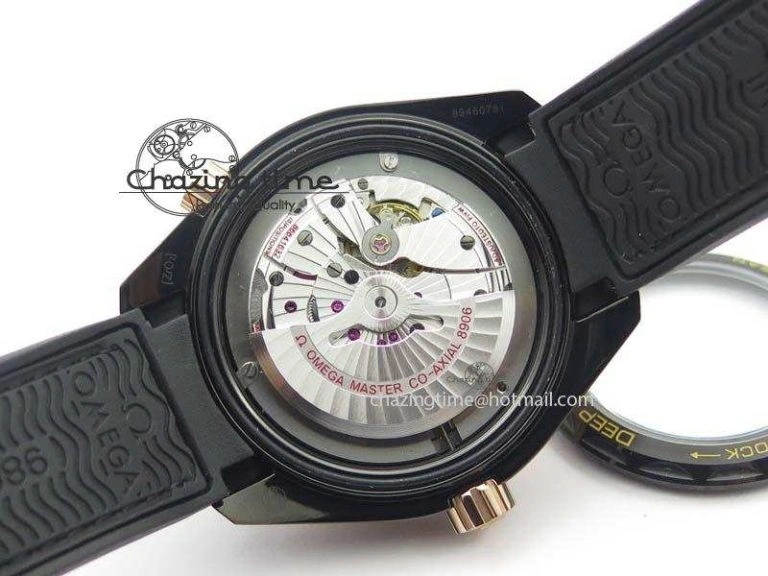 Flexible Planet Ocean 45mm GMT DLC RG JHF Best Edition Black Dial On Leather Strap A 8193