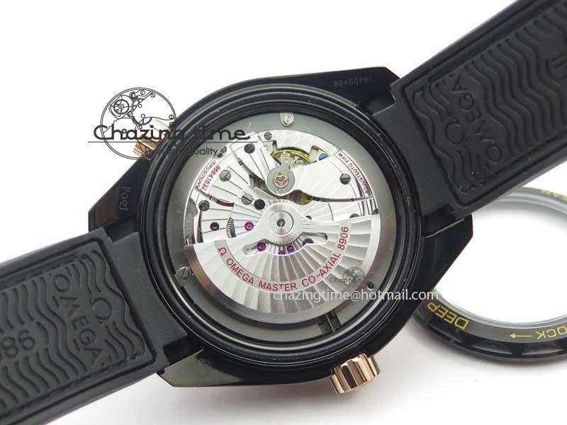 Flexible Planet Ocean 45mm GMT DLC RG JHF Best Edition Black Dial On Leather Strap A 8193