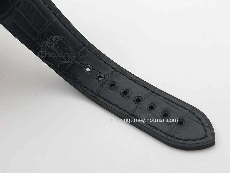 Flexible Planet Ocean 45mm GMT DLC RG JHF Best Edition Black Dial On Leather Strap A 8193