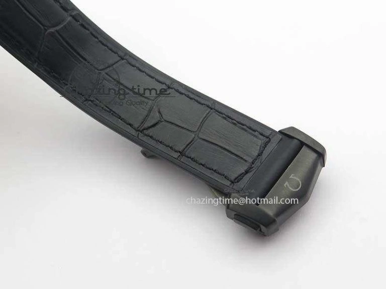 Flexible Planet Ocean 45mm GMT DLC RG JHF Best Edition Black Dial On Leather Strap A 8193