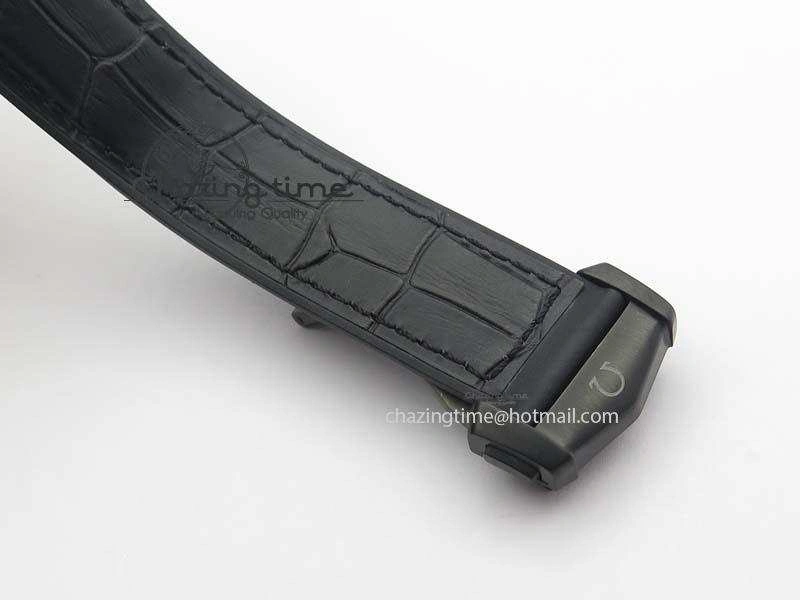 Flexible Planet Ocean 45mm GMT DLC RG JHF Best Edition Black Dial On Leather Strap A 8193