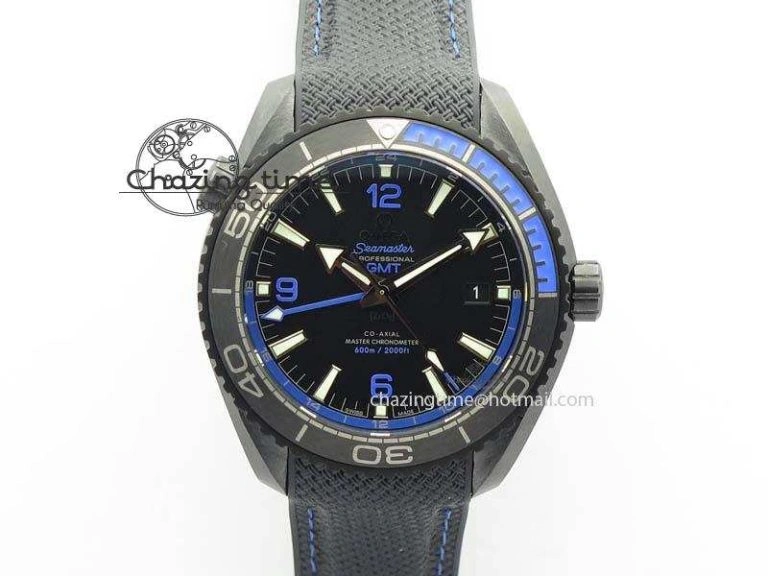 SoftTouch Planet Ocean 45mm Real Ceramic Blue BP-Maker Best Edition Black Dial On Nylon Rubber Strap A 8184