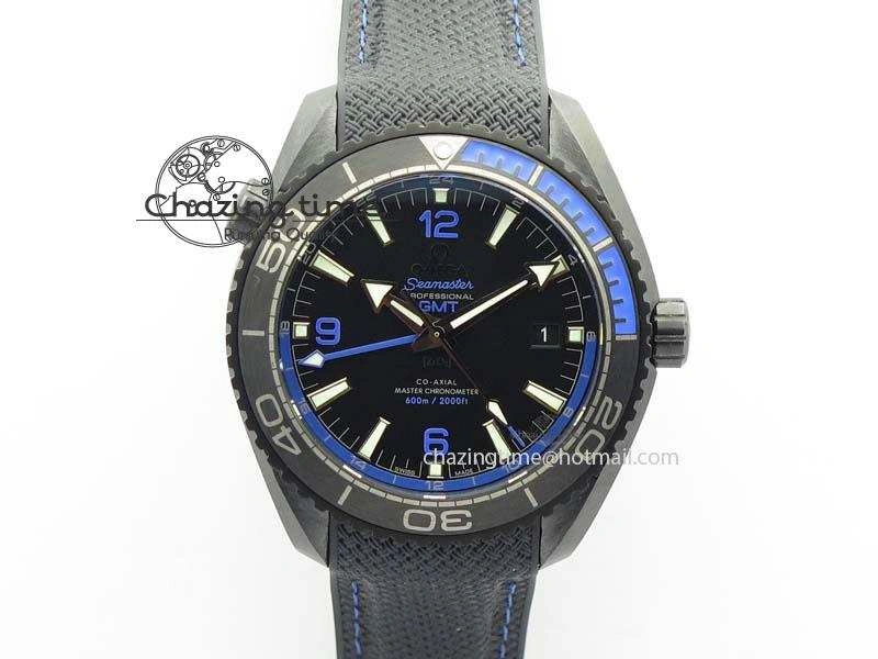 SoftTouch Planet Ocean 45mm Real Ceramic Blue BP-Maker Best Edition Black Dial On Nylon Rubber Strap A 8184