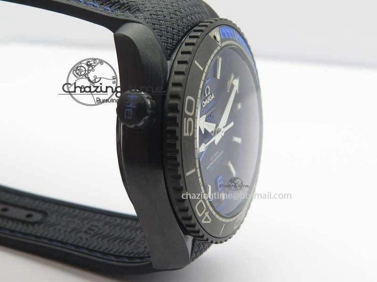 SoftTouch Planet Ocean 45mm Real Ceramic Blue BP-Maker Best Edition Black Dial On Nylon Rubber Strap A 8184