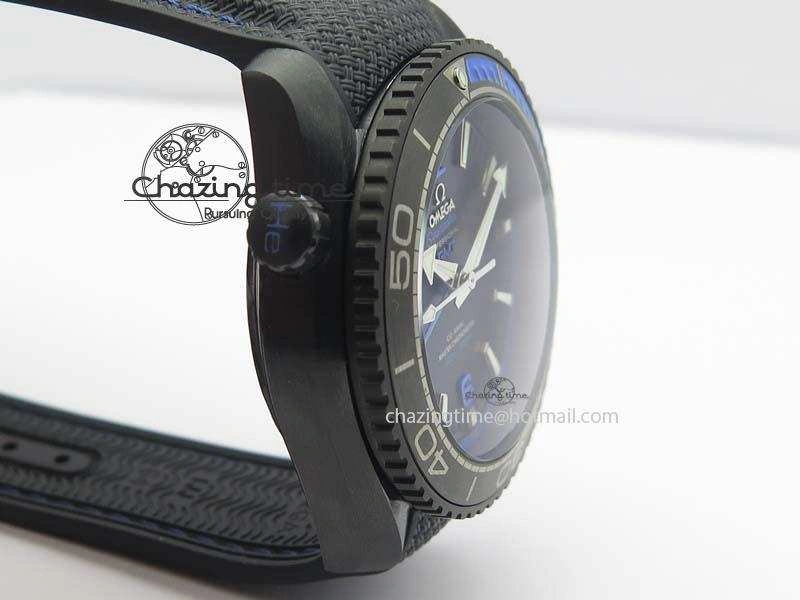 SoftTouch Planet Ocean 45mm Real Ceramic Blue BP-Maker Best Edition Black Dial On Nylon Rubber Strap A 8184