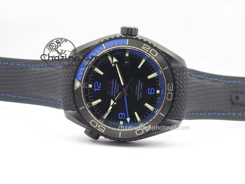 SoftTouch Planet Ocean 45mm Real Ceramic Blue BP-Maker Best Edition Black Dial On Nylon Rubber Strap A 8184