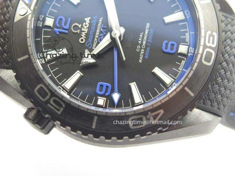 SoftTouch Planet Ocean 45mm Real Ceramic Blue BP-Maker Best Edition Black Dial On Nylon Rubber Strap A 8184