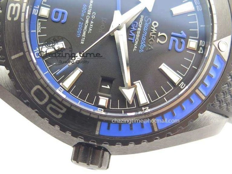 SoftTouch Planet Ocean 45mm Real Ceramic Blue BP-Maker Best Edition Black Dial On Nylon Rubber Strap A 8184
