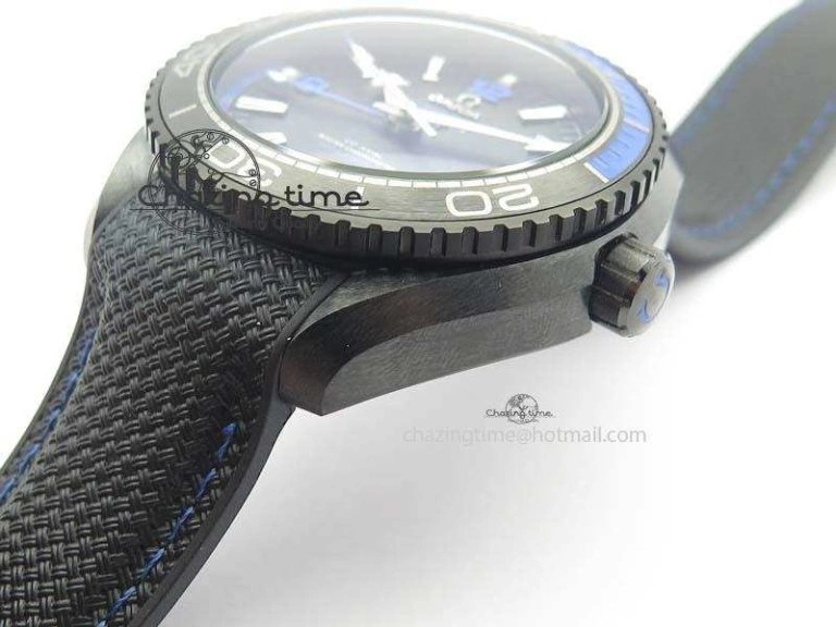 SoftTouch Planet Ocean 45mm Real Ceramic Blue BP-Maker Best Edition Black Dial On Nylon Rubber Strap A 8184